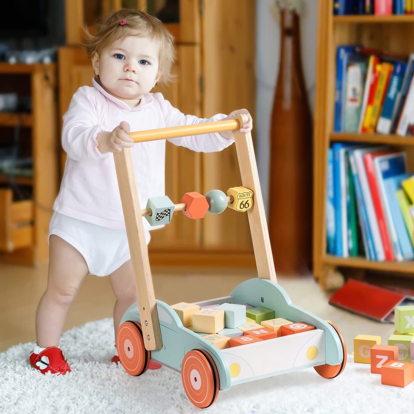 Wooden Baby Walker with ABC & Traffic Signs