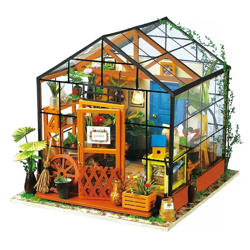 DIY Wooden Dollhouse Kit with Furniture