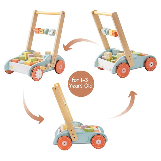 Wooden Baby Walker with ABC & Traffic Signs